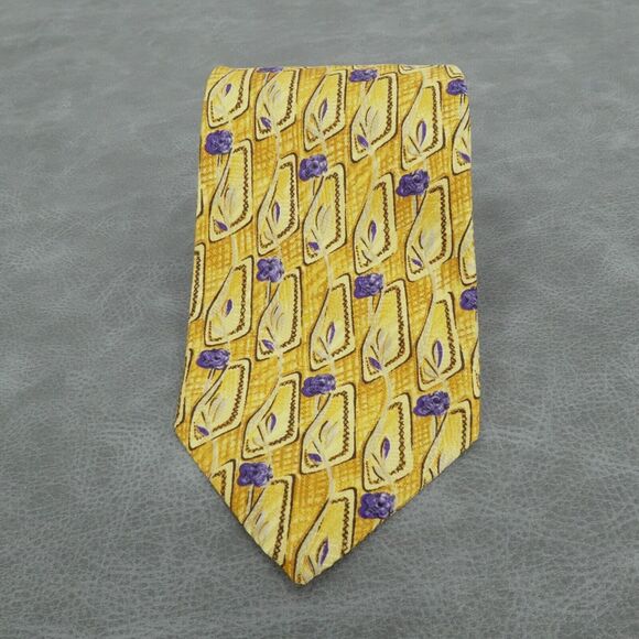 Robert Talbott Tie Gold Floral Best Of Class Abstract Silk‎ Hand Sewn USA 56x3.5 - Picture 1 of 5